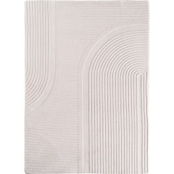 Boho Scandinavian Rug, Solid Cream Color, Soft and Washable Decorative Rug with 3D Effect, Rug for Living Room and Bedroom, Easy