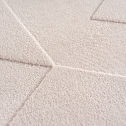 Bohemianischer Teppich mit geometrischen Mustern, einfarbig cremefarben, weich, pflegeleicht, waschbar, 3D-Effekt für Wohn- und