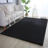 Tapis à poils longs, Couleur unique Noir, Tapis pour Salon, Dos en coton