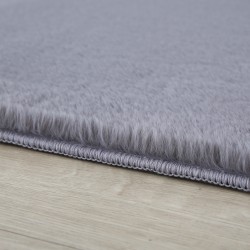 Tappeto Shaggy, Colore unico Grigio, Tappeto per Soggiorno, Retro in cotone