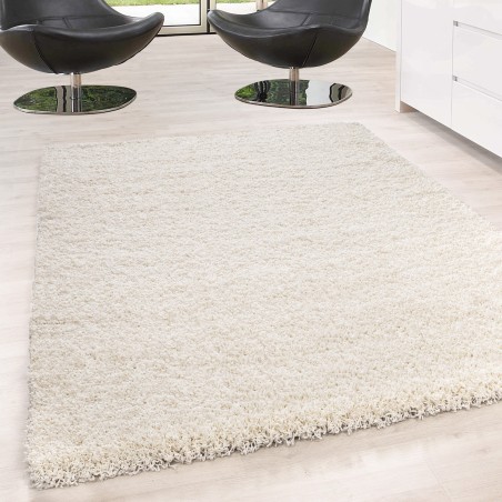 Shaggy rug, long pile, single color, pile height 5cm, cream