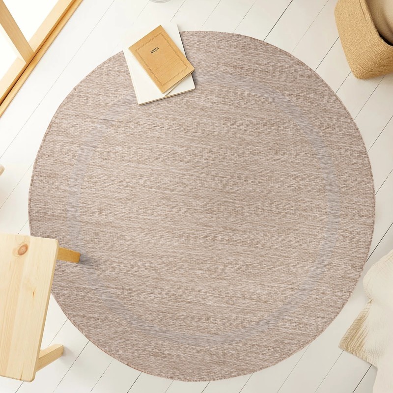 Tapis d'extérieur, Couleur unique Beige, Tapis pour Terasse-Balcon-Cuisine, dos en polypropylène