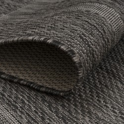 Buitenkleed, effen zwart, kleed voor terras, balkon of keuken, met polypropyleen achterkant.