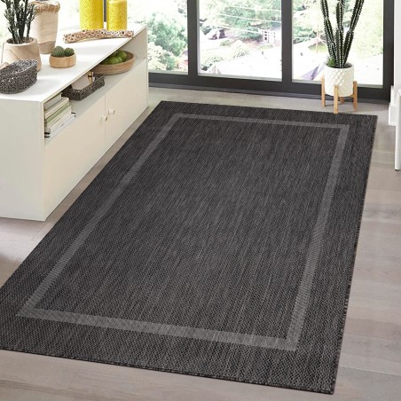 Outdoor rug, single color black, rug for patio, balcony, or kitchen, polypropylene backing