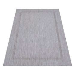 Alfombra de exterior, monocolor plata, alfombra para terraza-balcón-cocina, reverso de yute