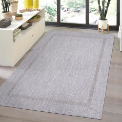 Alfombra de exterior, monocolor plata, alfombra para terraza-balcón-cocina, reverso de yute