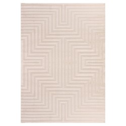 Alfombra de salón texturizada y rayada, alfombra suave de estilo bohemio escandinavo, color beige.