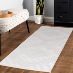 Alfombra de salón texturizada y rayada, suave alfombra de estilo bohemio escandinavo, color crema