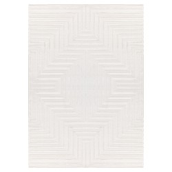 Tappeto da soggiorno testurizzato e a righe, morbido tappeto in stile bohémien scandinavo, crema