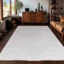 Tapis d'intérieur, 3D Design, Couleur crème, Tapis pour Salon, dos en polypropylène