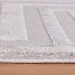 Tapis de salon en relief et à rayures, tapis doux de style bohème scandinave, argent