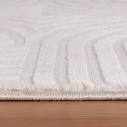 Living room rug with raised tile pattern, Scandinavian bohemian style, soft, cream