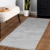 Living room rug with raised tile pattern, Scandinavian bohemian style, soft, silver