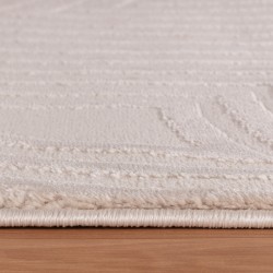 Tappeto per soggiorno con motivo ondulato in rilievo, stile bohémien scandinavo, morbido, beige