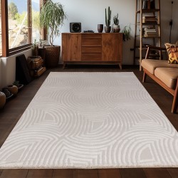 Tapis d'intérieur, 3D Design, Couleur Beige, Tapis pour Salon, dos en polypropylène