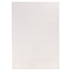 Living room rug with raised wavy pattern, Scandinavian bohemian style, soft, cream