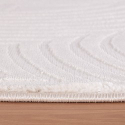 Wohnzimmerteppich mit erhabenem Wellenmuster, skandinavisch-bohemischer Stil, weich, cremefarben