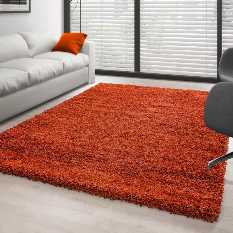 Shaggy rug, long pile, single color TERRACOTTA