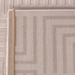 Wohnzimmerteppich mit erhabenen geometrischen Mustern, skandinavisch-bohemischer Stil, weich, beige