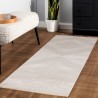 Tappeto da soggiorno con motivo a zigzag, stile scandinavo e bohémien, morbido, beige