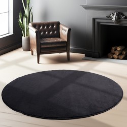 Short pile rug, single color black, rug for living room, non-slip backing