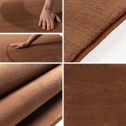 Short pile rug, single color brown, rug for living room, non-slip backing