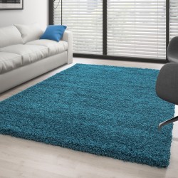 Shaggy rug, long pile, single color TURQUOISE