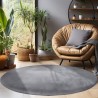 Short pile rug, single color grey, rug for living room, non-slip backing