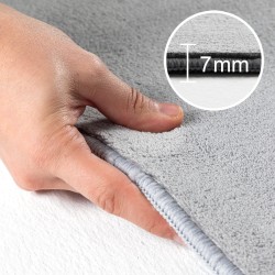 Alfombra de pelo corto, color plata, para salón, base antideslizante.