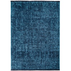 Washable blue cotton chenille rug, bohemian style, vintage kilim, short pile, soft, non-slip marbled
