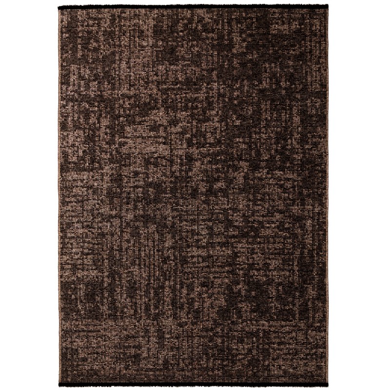 Tapis en chenille de coton Marron lavable Style bohème, kilim vintage, Poil court, antidérapant doux marbré