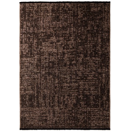 Washable brown cotton chenille rug, bohemian style, vintage kilim, short pile, soft, non-slip, marbled