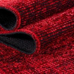 Tapis en chenille de coton Rouge lavable Style bohème, kilim vintage, Poil court, antidérapant doux marbré