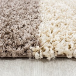 Shaggy rug with long pile, checkered design, BROWN-WHITE-BEIGE