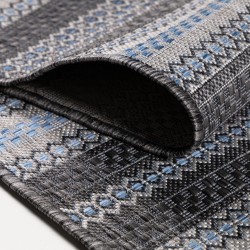 Outdoor-Teppich, Vintage-Design, schwarz, geeignet für Terrasse, Balkon oder Küche, mit Polypropylen-Rückseite