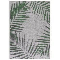 Outdoor-Teppich, Palmenmotiv, grüne Farbe, Teppich für Terrasse, Balkon oder Küche, Polypropylen-Rückseite