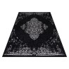 Outdoor rug, vintage design, black, suitable for patio, balcony, or kitchen, with a polypropylene backing