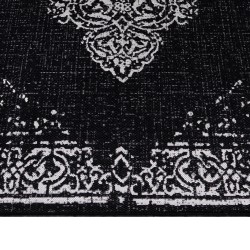 Tapis d'extérieur, Design vintage, Couleur Noir, Tapis pour Terasse-Balcon-Cuisine, dos en polypropylène