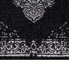 Outdoor rug, vintage design, black, suitable for patio, balcony, or kitchen, with a polypropylene backing