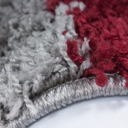 Tapis Shaggy pile longue designe à carreaux ROUGE-BLANC-GRIS