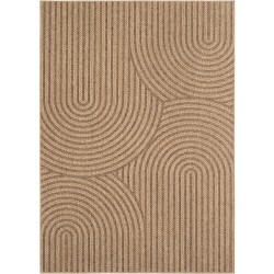Beige utomhus-/inomhusmatta för vardagsrum, kök och terrass med modern design, naturlig jute-look, polypropen