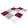 Shaggy rug with long pile, checkered design, RED-WHITE-GREY