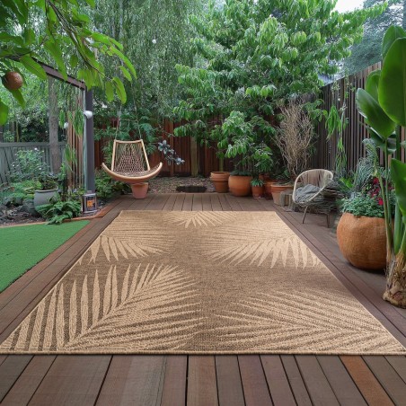 Outdoor Indoor Vloerkleed Machinegeweven 5 mm met Natuurlijke Jute Look voor Woonkamer Keuken Terras en Balkon