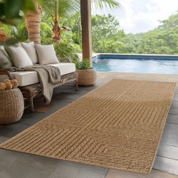 Tapis Outdoor Indoor Tissé Machine Aspect Jute Naturel pour Salon Cuisine Terrasse et Balcon