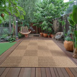 Outdoor Indoor Vloerkleed Beige Machinegeweven met Natuurlijke Jute Look voor Woonkamer Keuken Terras en Balkon