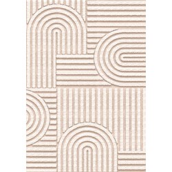 Tapis moderne géométrique beige, impression digitale, antidérapant, lavable 7 mm, salon chambre