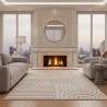 Modern geometric beige rug, digital print, non-slip, washable, 7 mm, for living room or bedroom