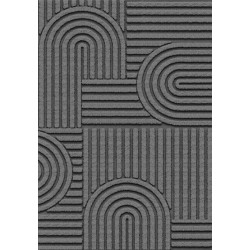 Modern Geometrisch Vloerkleed – Donkergrijs – Digitale HD-Print, Antislip, Wasbaar, 7 mm Poolhoogte, Voor Woonkamer & Slaapkamer