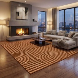 Modern Geometrisch Vloerkleed – Digitale HD-Print, Antislip, Wasbaar, 6–7 mm Poolhoogte, Voor Woonkamer & Slaapkamer