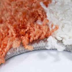 Shaggy rug with long pile, terracotta-white-grey checkered design